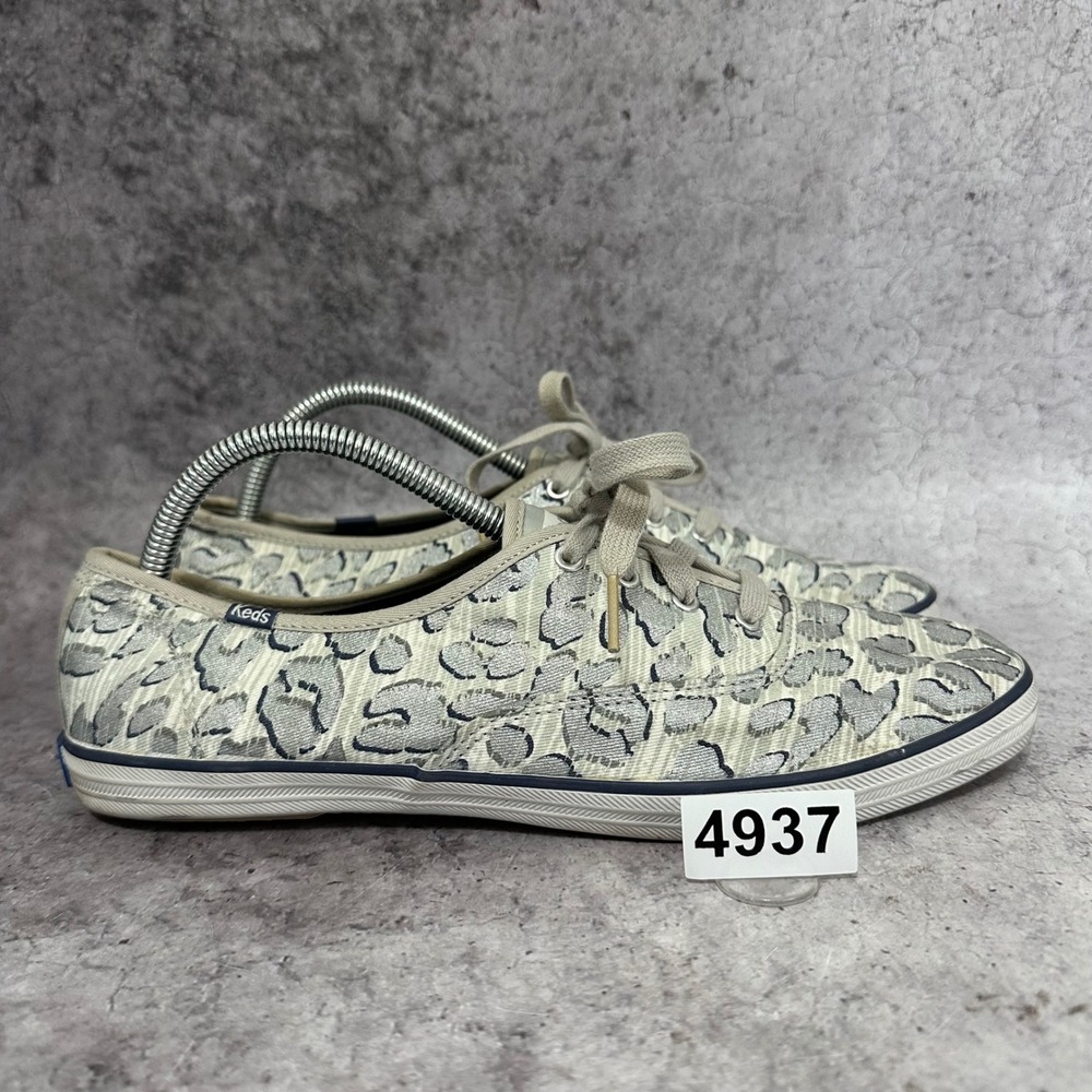 Keds Champion Leopard Fashion Sneakers Womens 10 Silver Animal Print Low Top